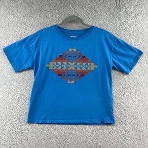 Pendleton Cropped Diamond T-Shirt Size Medium Vallarta Blue Aztec